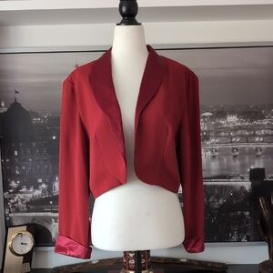 Joseph Ribkoff Red Cropped Blazer Tailored Suit Jacket, Size 12.